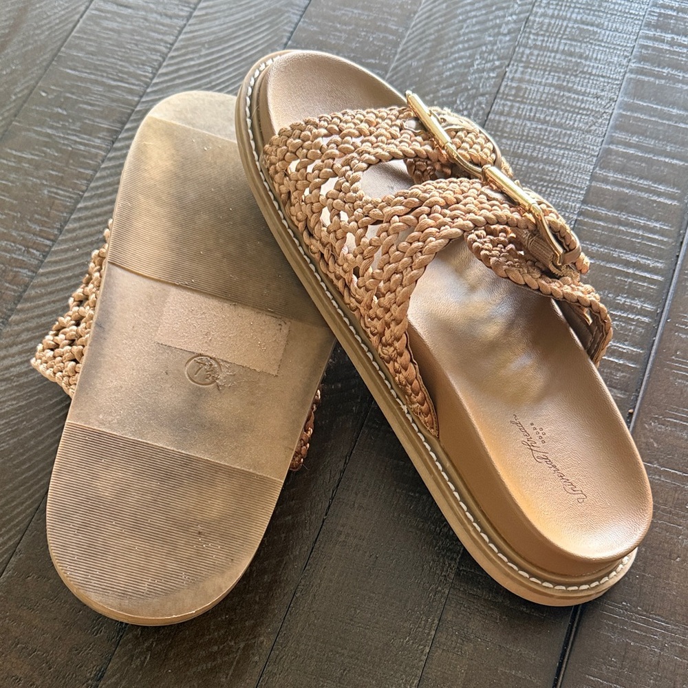 Universal Thread Braided Double Buckle Slide Sandals in Tan - Picture 4 of 5